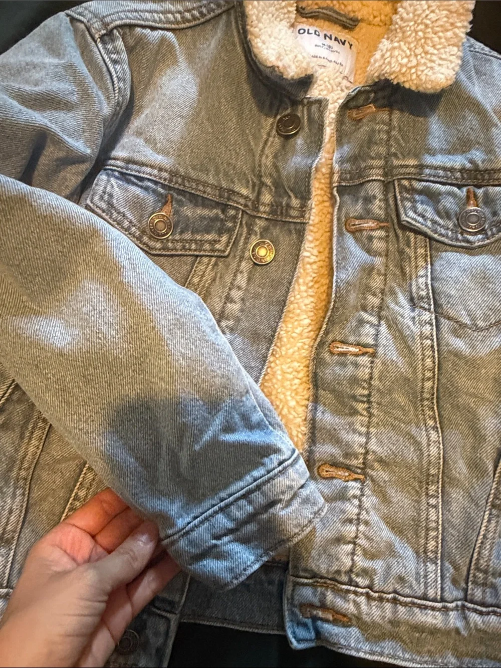 Old Navy Light Blue Sherpa-Lined Kids Denim Jacket